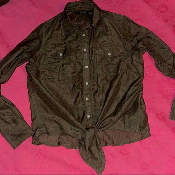 Olive Green Button-Up Shirt - Picture 1 of 6